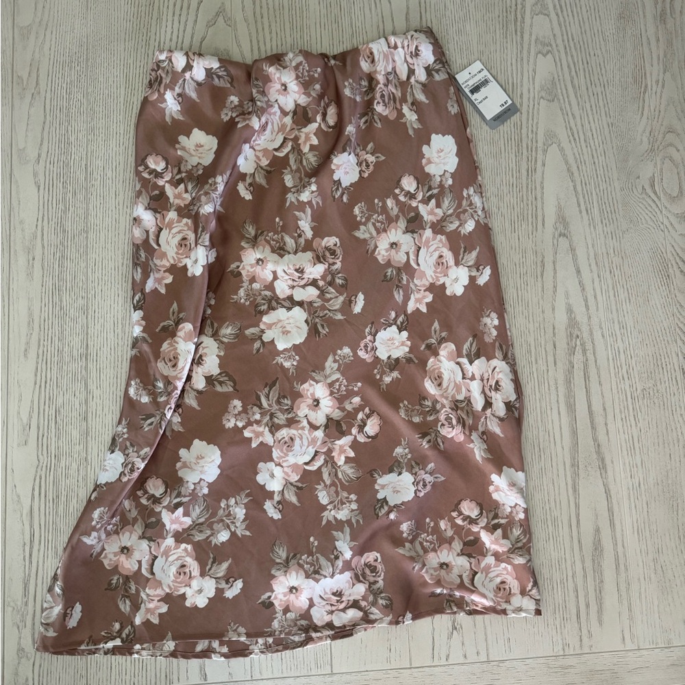 Satin Blush Floral Skirt